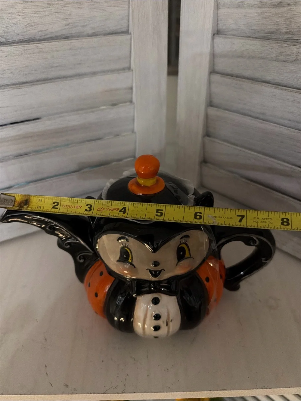 Johanna Parker Black & Orange Halloween Cat Teapot Ceramic Decorative Teapot